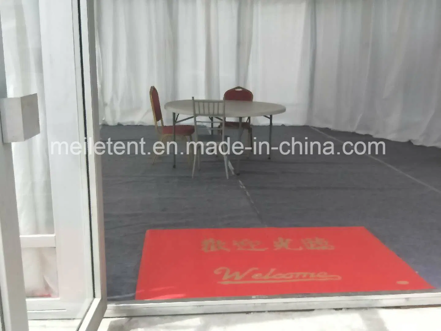 10m External Diameter Luxury Tensioned Membrane Structure Tent, Hexagonal Tent with White Inside Lining, Glass Wall