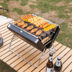 Features and aspects of a camping BBQ grill