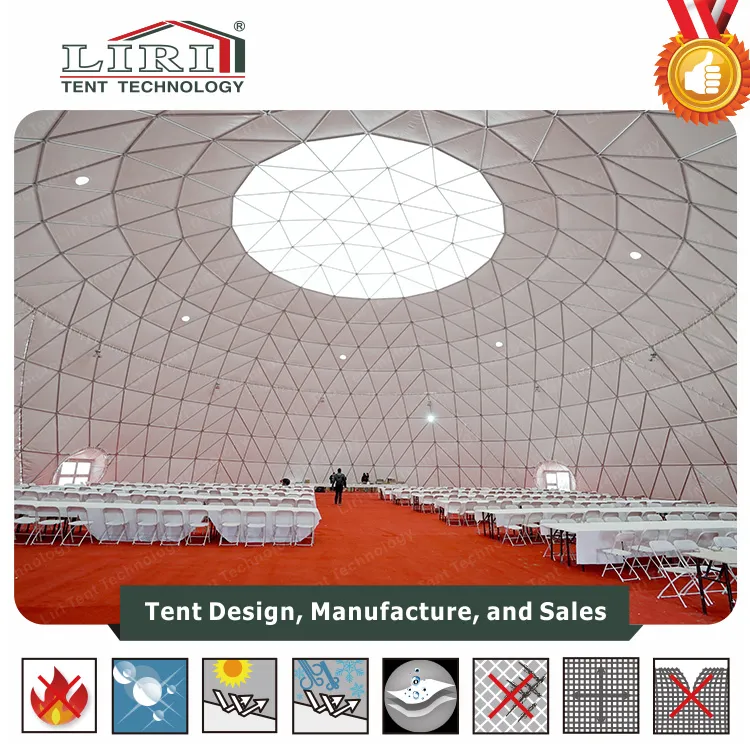 40m Steel Geodesic Done Tent / Half Sphere Tent with Air Conditioner for Party Event