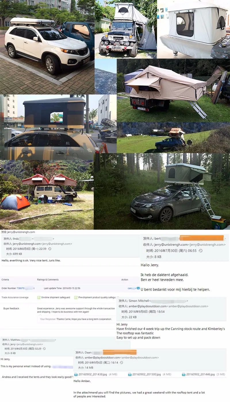 4X4 Camping Fibergalss Car Hard Shell Roof Top Tent for Trailer