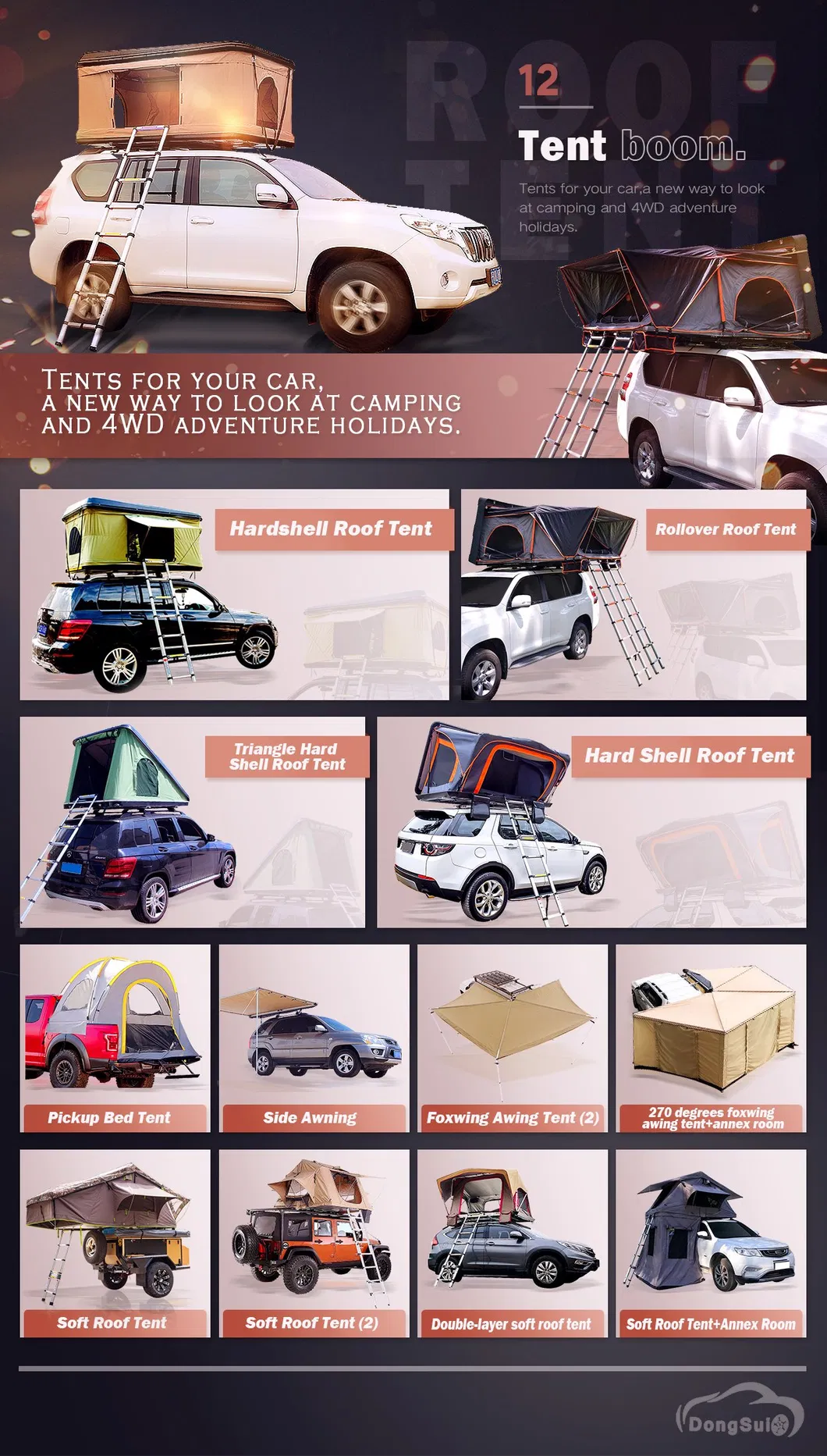 4X4 SUV Outdoor Camping Waterproof Hard Shell Vehicle Auto Car Rooftop Roof Top Tent for 4 Person