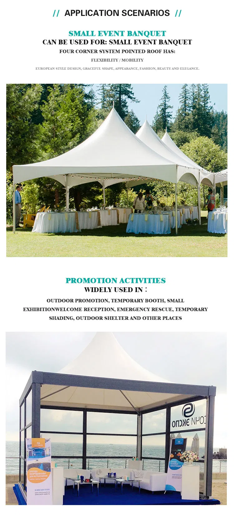 5*5m Outdoor Exhibition Event Fair Gazebo Pagoda Tent for Booth Summer Tent 2 Years Aluminum Alloy Profile Extruded 100km/Hour