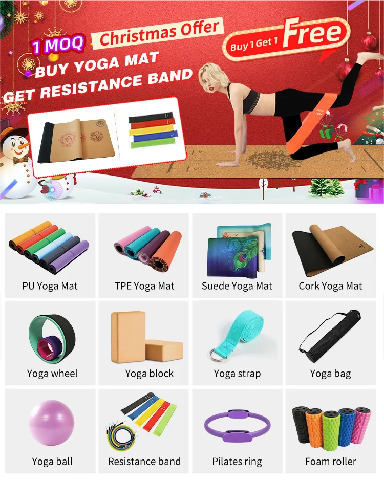 6 Pack Rubber and Cork Yoga Mat Kit, Eco Friendly Yoga Mat Kit Set for Women Fitness, Gym, Yoga Starter and Beginner