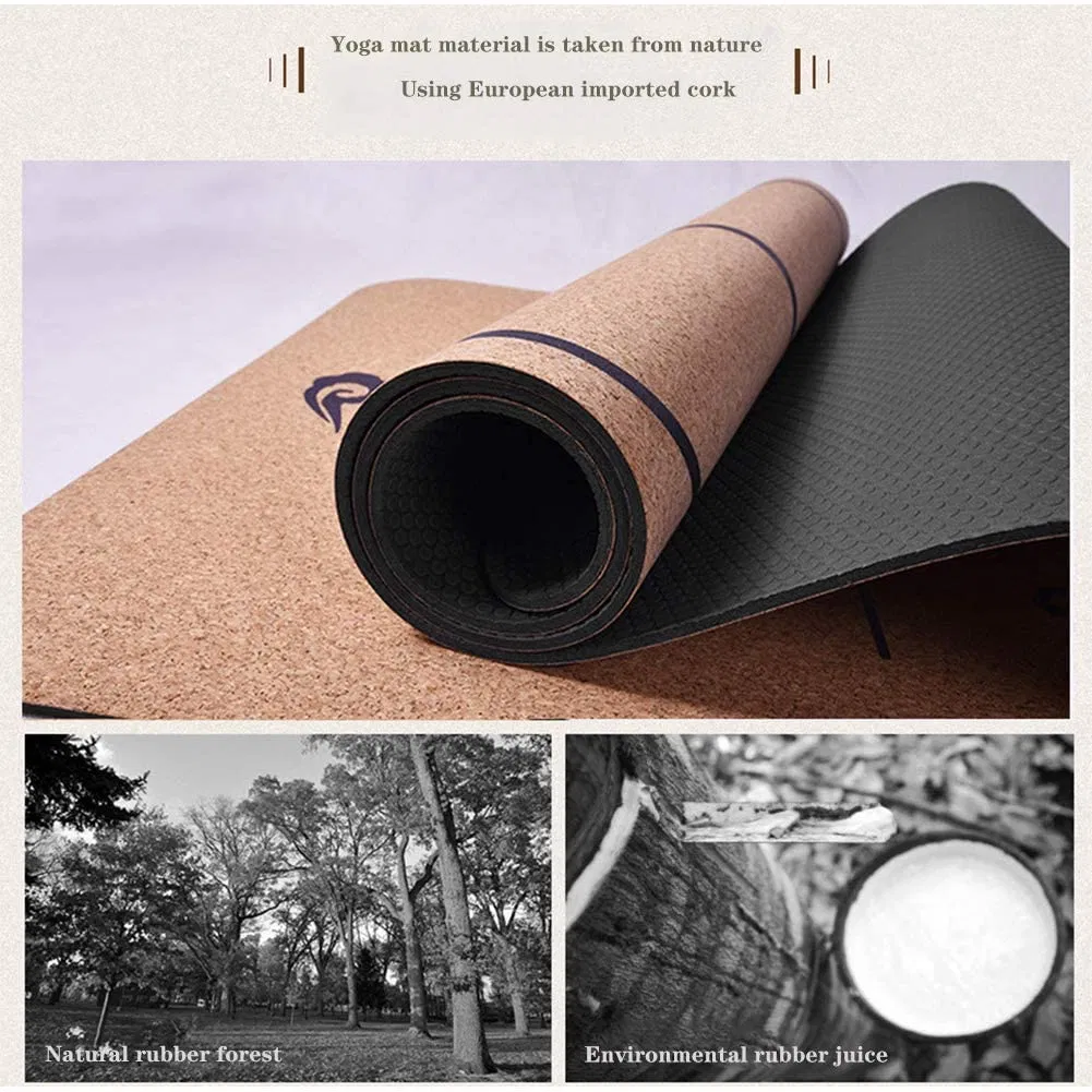 6 Pack Rubber and Cork Yoga Mat Kit, Eco Friendly Yoga Mat Kit Set for Women Fitness, Gym, Yoga Starter and Beginner