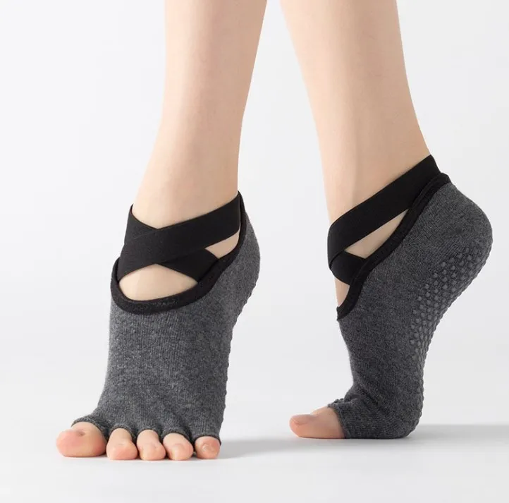 Actearlier Yoga Socks Cross Back Socks Half Toe Socks