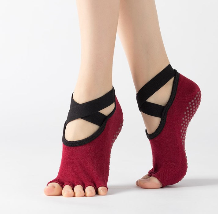 Actearlier Yoga Socks Cross Back Socks Half Toe Socks