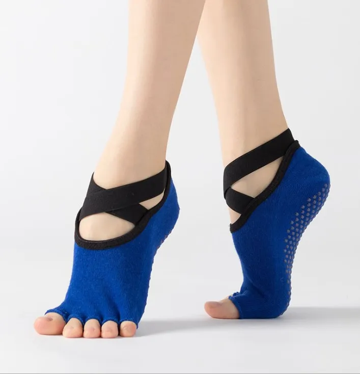 Actearlier Yoga Socks Cross Back Socks Half Toe Socks