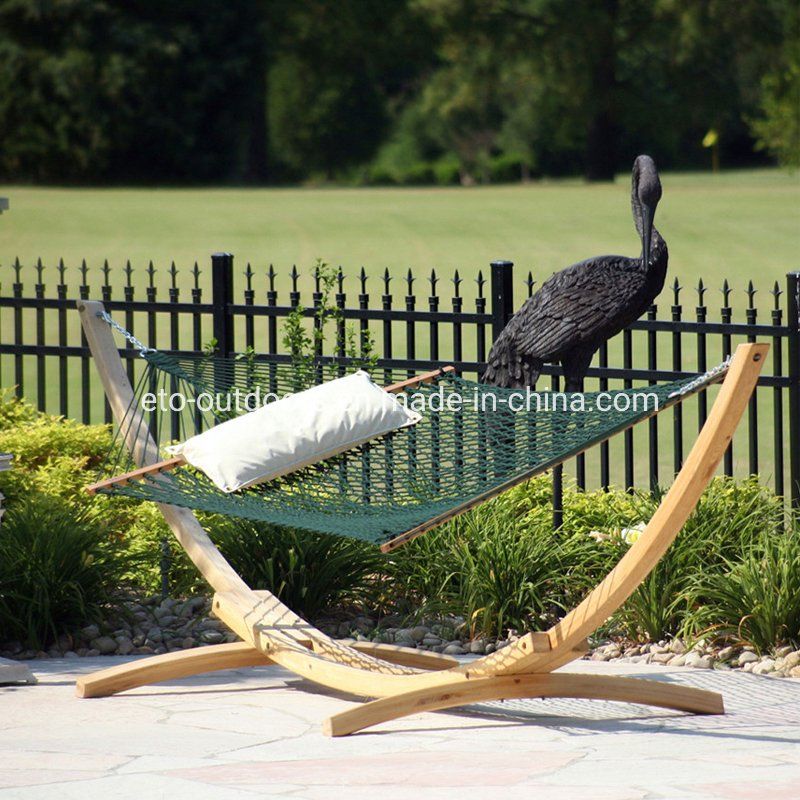 Beach Hammock Outdoor Cotton Rope Double Person Net Hammock with Hardwood