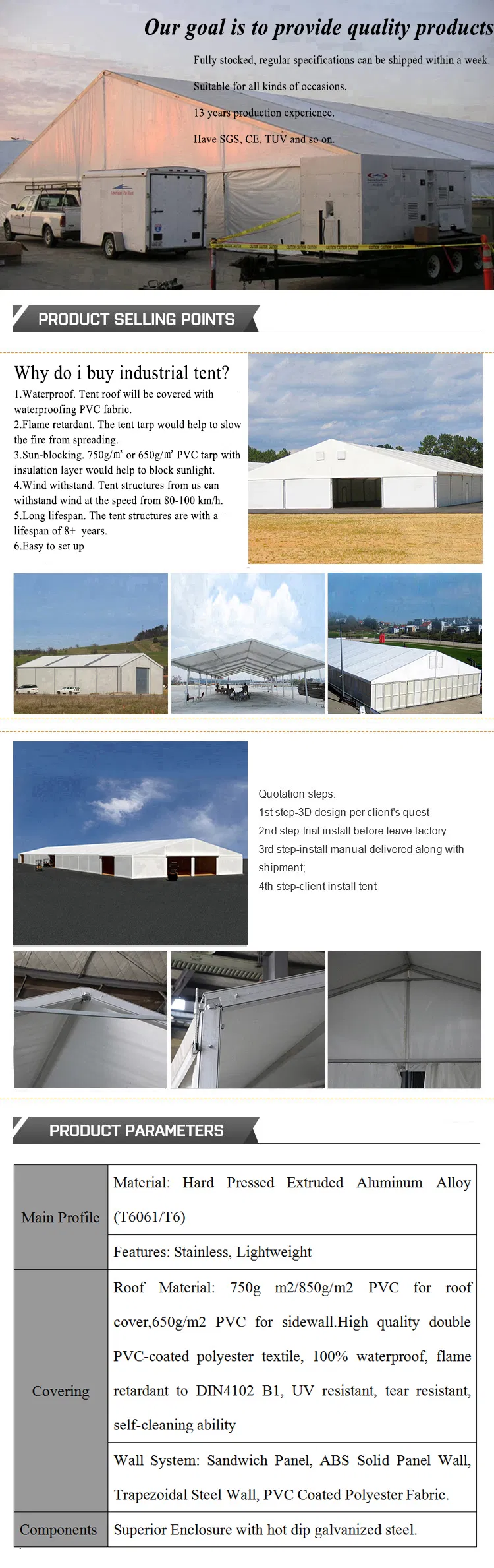 Camping Tent Easy Install Fireproof Large Luxurious Party Tent for Church Catering Festival Exhibition Banquet Ramadan Trade Show Conference Ceremony