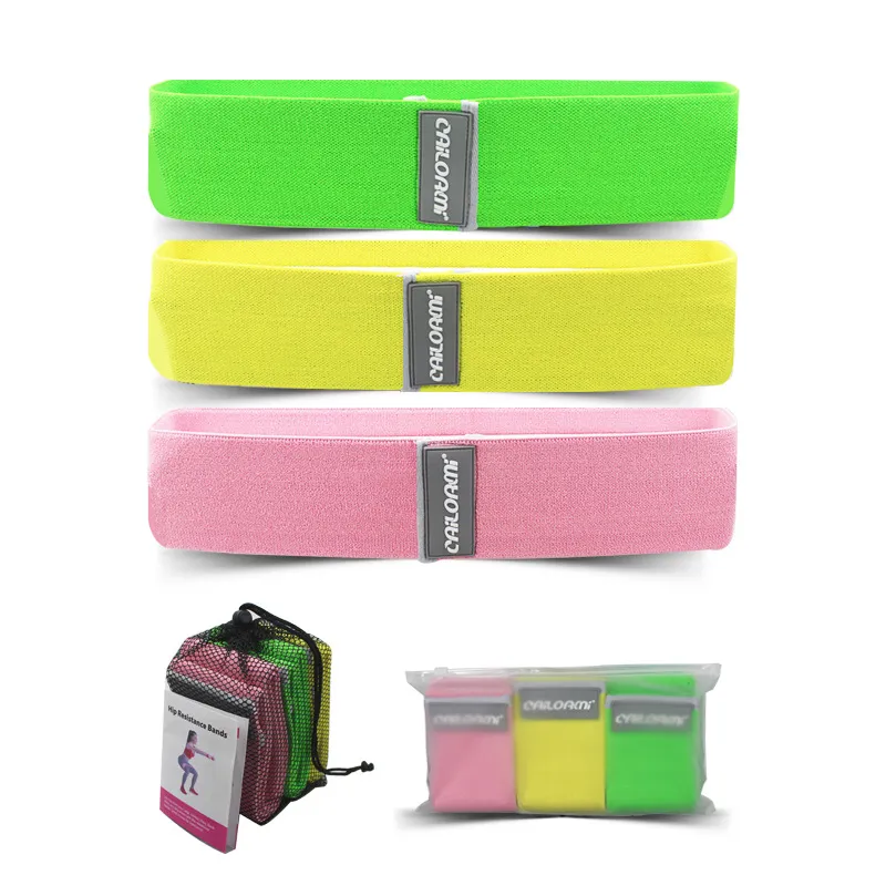 Custom Logo Colorful 3PCS Set Anti-Slip Stitching Squat Belt Woven Thigh Training Resistance Bands