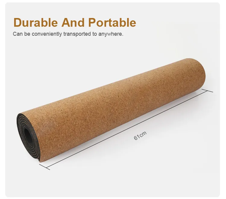 Custom Print Label 100% Eco Friendly Organic Gym Fitness 5mm Natural Rubber Cork Yoga Mat