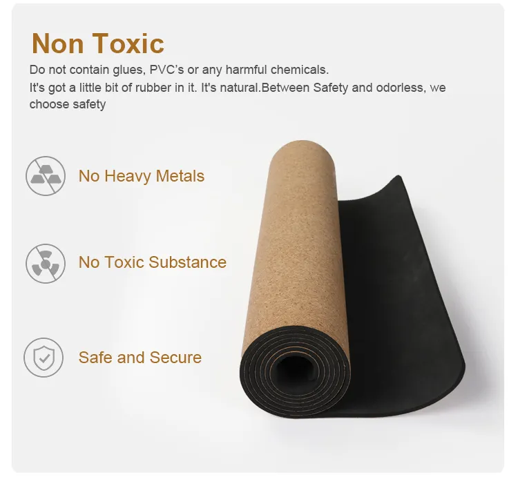 Custom Print Label 100% Eco Friendly Organic Gym Fitness 5mm Natural Rubber Cork Yoga Mat