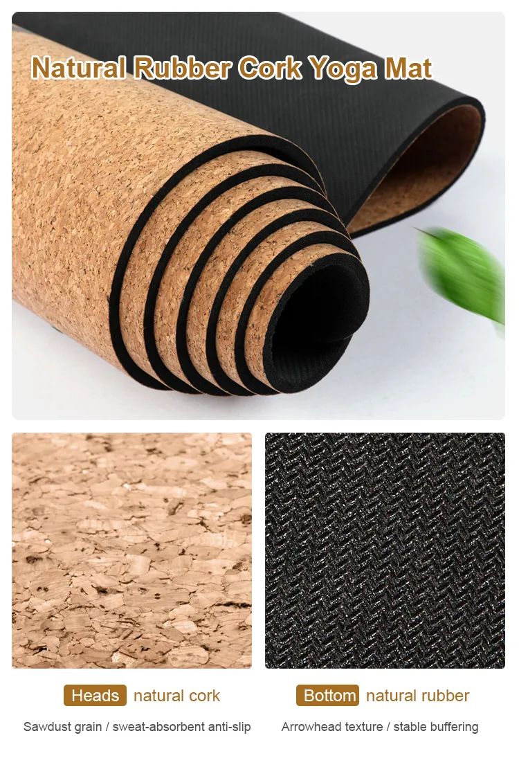 Custom Print Label 100% Eco Friendly Organic Gym Fitness 5mm Natural Rubber Cork Yoga Mat