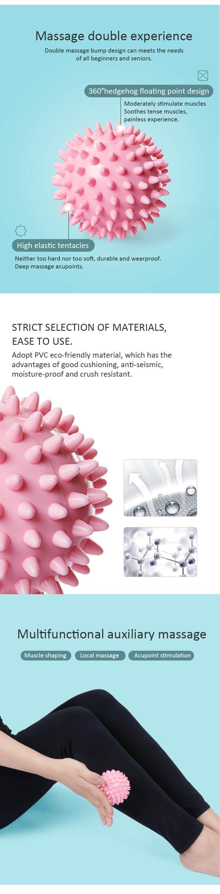 Durable PVC Spiky Massage Ball Trigger Point Sport Fitness Hand Foot Pain Relief Plantar Fasciitis Reliever 7cm Exercise Balls