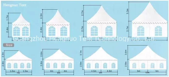 Easy to Assemble High Peak Pagoda 6mx6m Tent with Rain Gutter for Outdoor Party Events