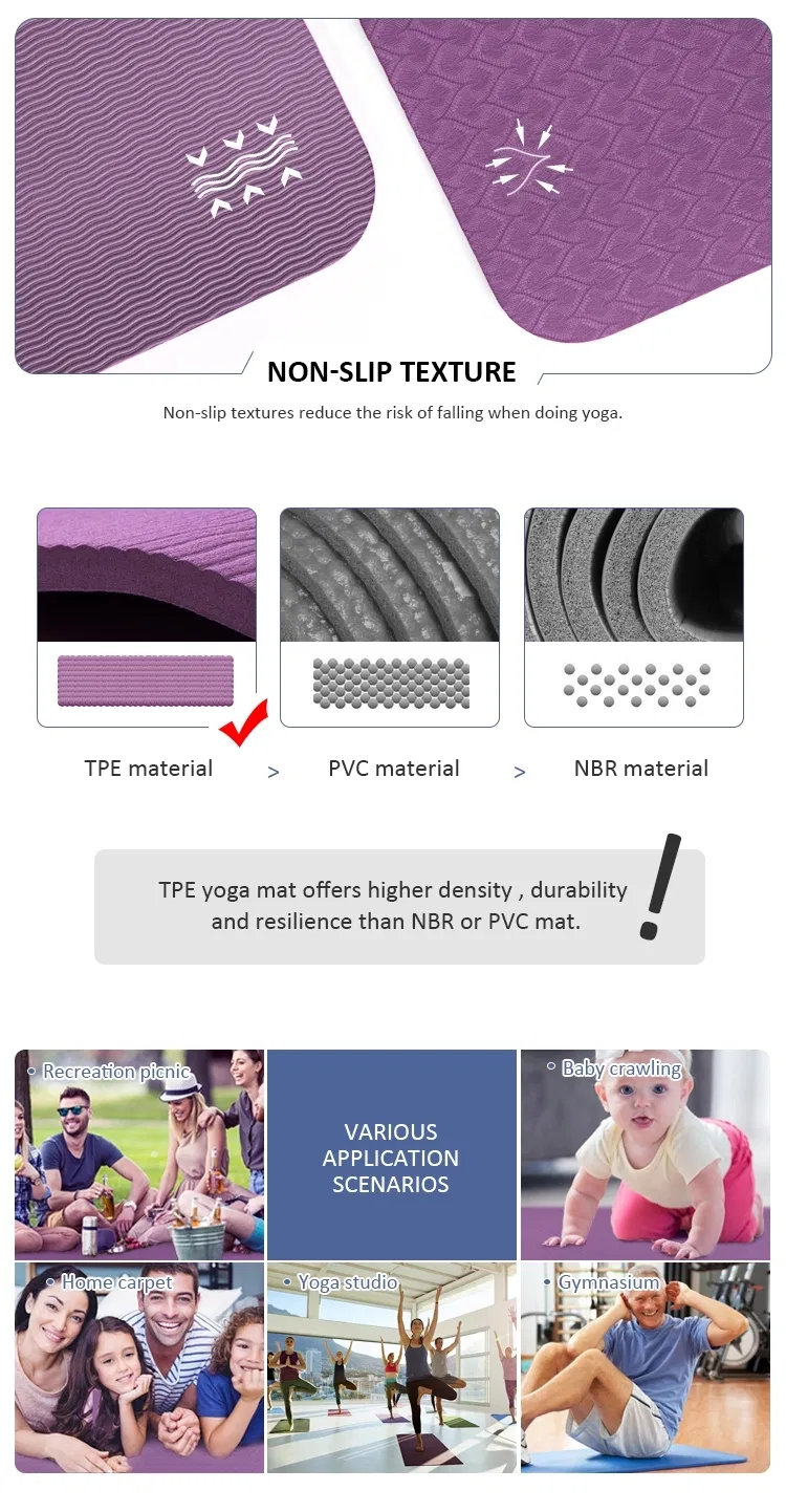 Eco Friendly Durable Private Label Organic Custom Logo Print Foldable Fitness TPE Yoga Mat