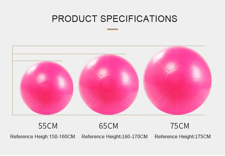 Eco-Friendly Gymnastics Fitness Equipment 55cm 65cm 75cm PVC Yoga Ball