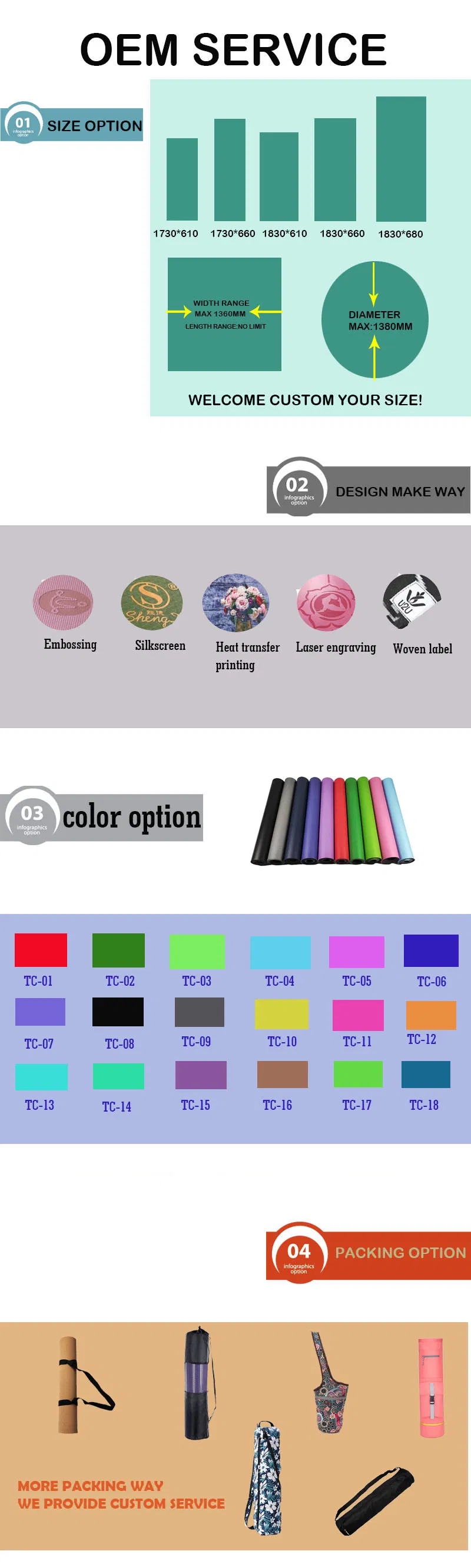 Eco-Friendly Natural PU Rubber Yoga Mat 183*61cm with Customize Logo