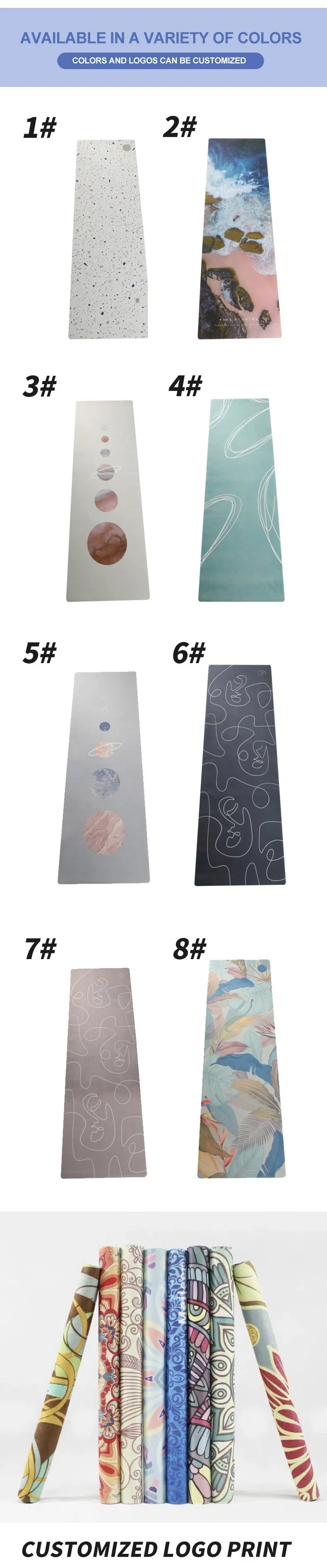 Eco Friendly PU NBR Cork PVC EVA Gym Sports Mats Customized Logo Print Sport Non-Slip Recycled Pet Suede Natural Rubber TPE Yoga Mat