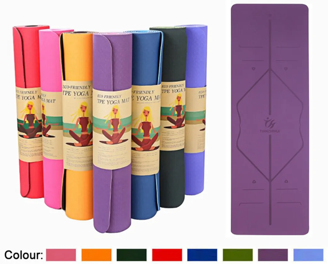 Eco Friendly Sports Training TPE Posture Line Yoga Mat