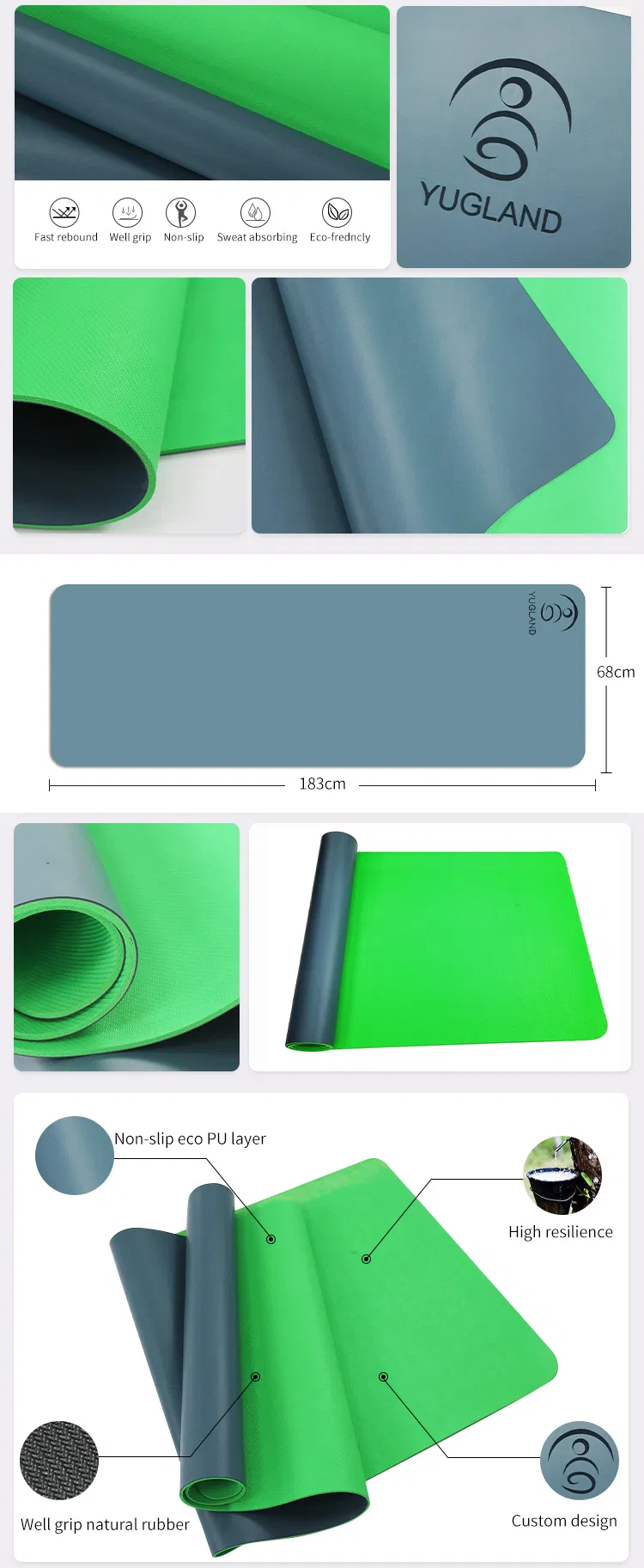 Environment Friendly Posture Line Natural Rubber PU Yoga Mat Wholesale