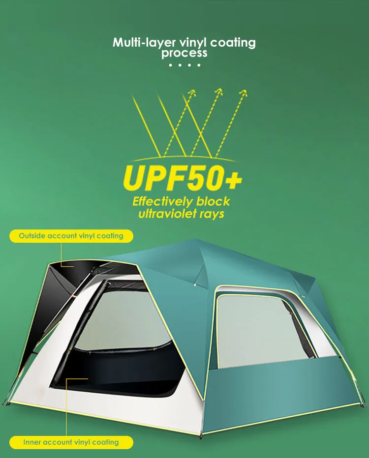 Factory Camping Tent 3-4 Person Pop up Waterproof Outdoor Tents Portable Hihg Quality Family Tent