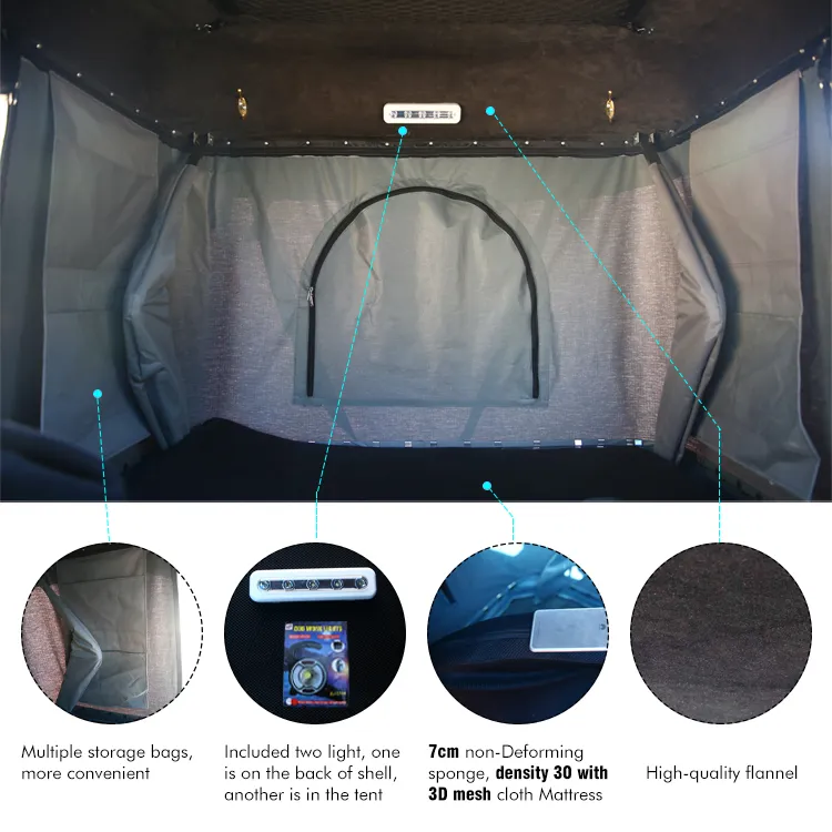 Factory Supply 4X4 Accessories Hard Shell Car Roof Top Tent