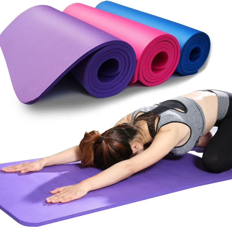 Factory Wholesale Non Slip Durable Exercise Pure Color Sports Fitness Extra Thick NBR Yoga Mat for Gym Center