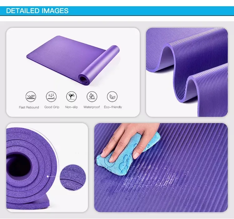 Factory Wholesale Non Slip Durable Exercise Pure Color Sports Fitness Extra Thick NBR Yoga Mat for Gym Center