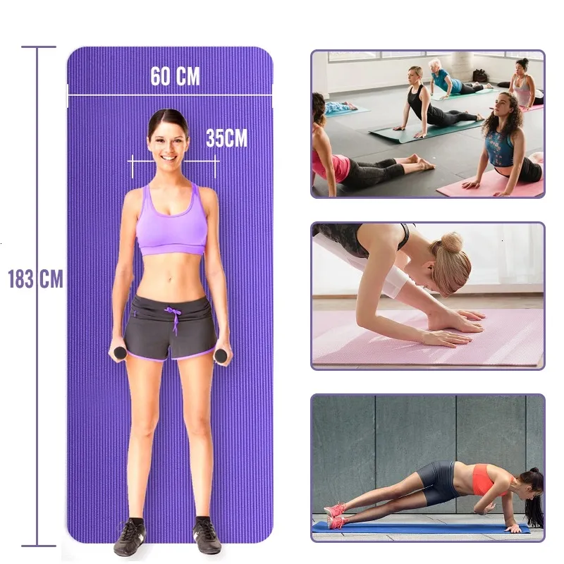 Factory Wholesale Non Slip Durable Exercise Pure Color Sports Fitness Extra Thick NBR Yoga Mat for Gym Center