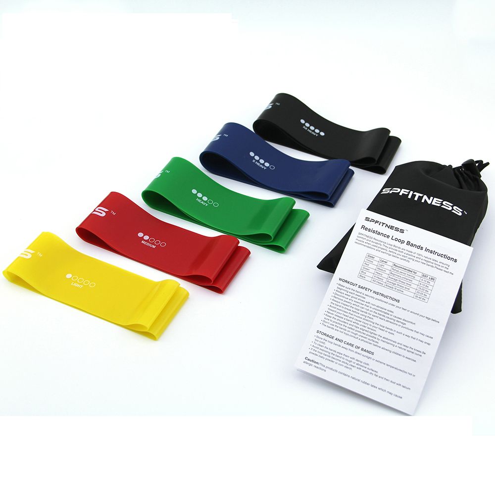 Fitness at-Home Workout Natural Latex Exercise Rubber Band Resistance Rubber Bands Set OEM 5 Pack