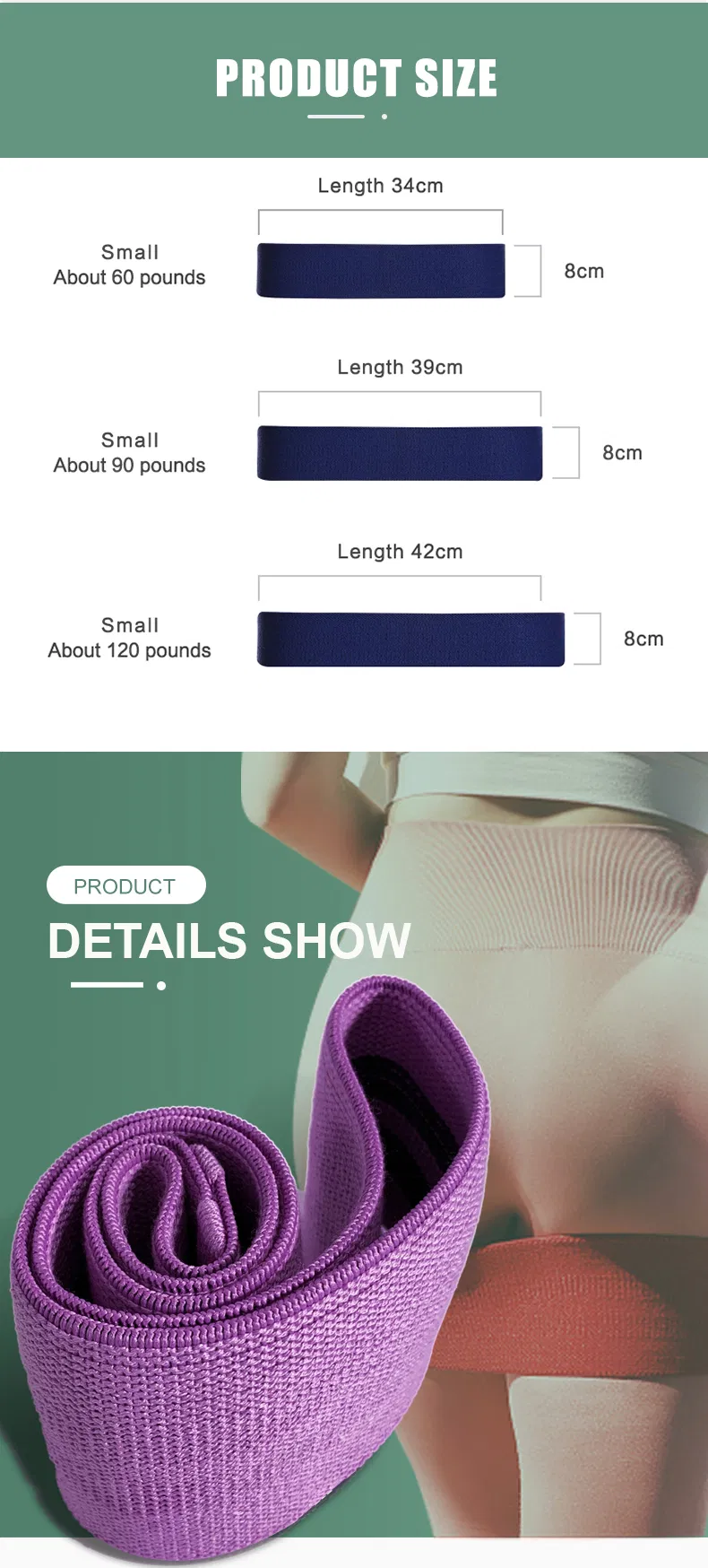 Fitness Durable Latex Free Booty Workout Hip Exercise Resistance Bands