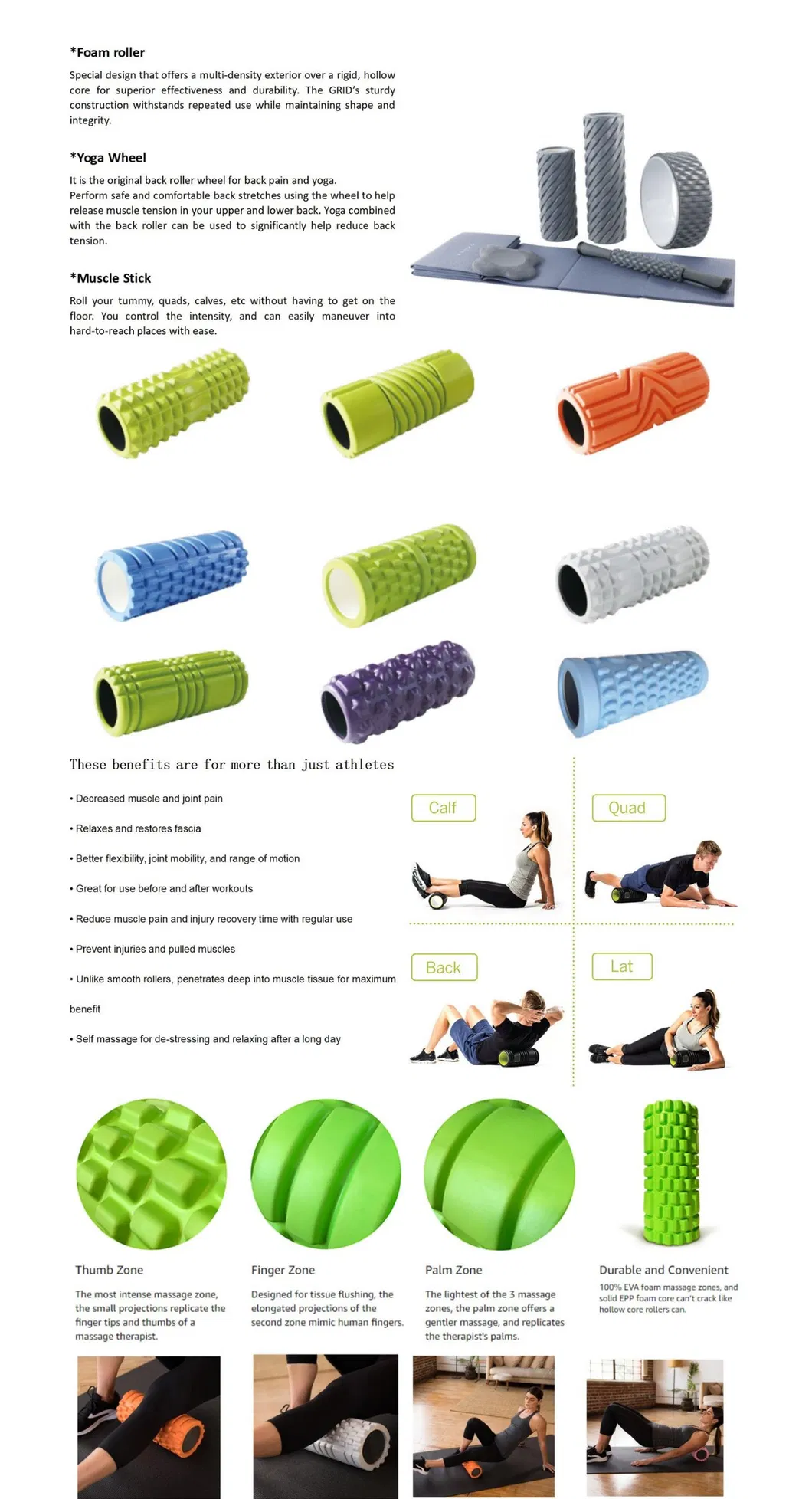 Foam Roller - for Home, Gym, Office, Travel, Athletes - Collapsible & Lightweight Roller for Trigger Point Massage, Myofascial Release