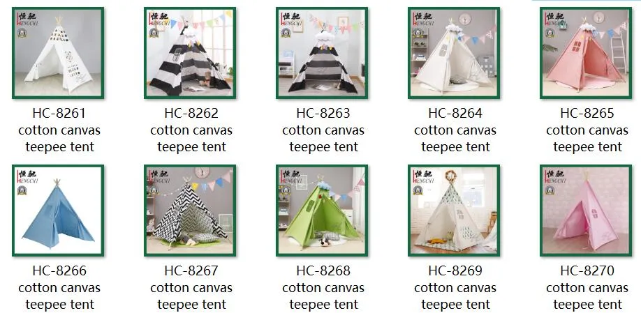 Full Color Printing Striped Indian Style Pup Kids Cotton Canvas Teepee Tent