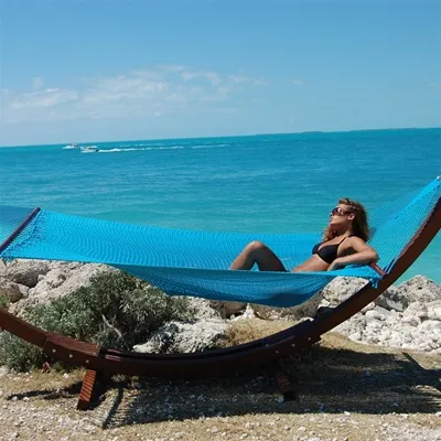 Heavy Duty All Weather Soft Micro Weave Double Caribbean Hammock Light Blue