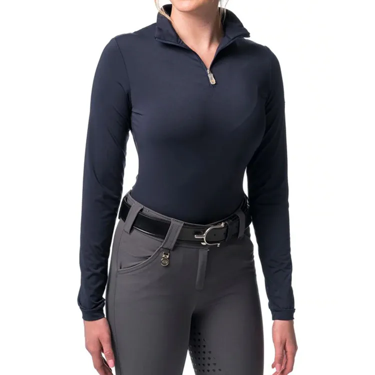 High Quality Rider Ladies Equestrian Wear Long Sleeve Polo Shirt Horse Riding Shirt