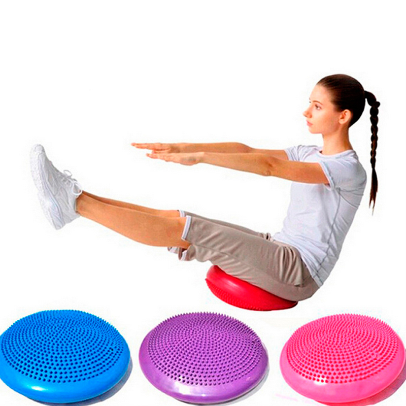 Inflatable Anti-Slip Workout Balance Cushion Fitness Wobble Cushion with Inflator