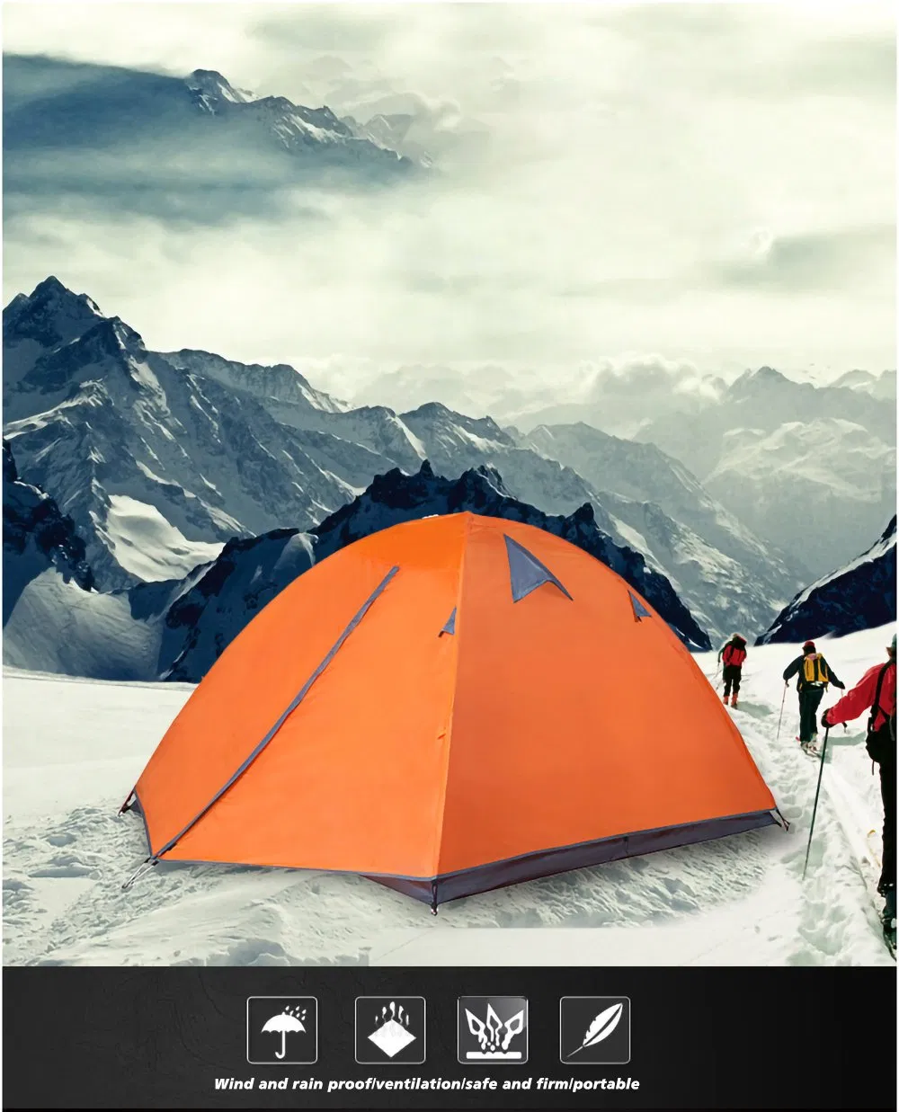 Large Space Aluminum Alloy Fast Opening Camping Tent 3 Person Wp22002