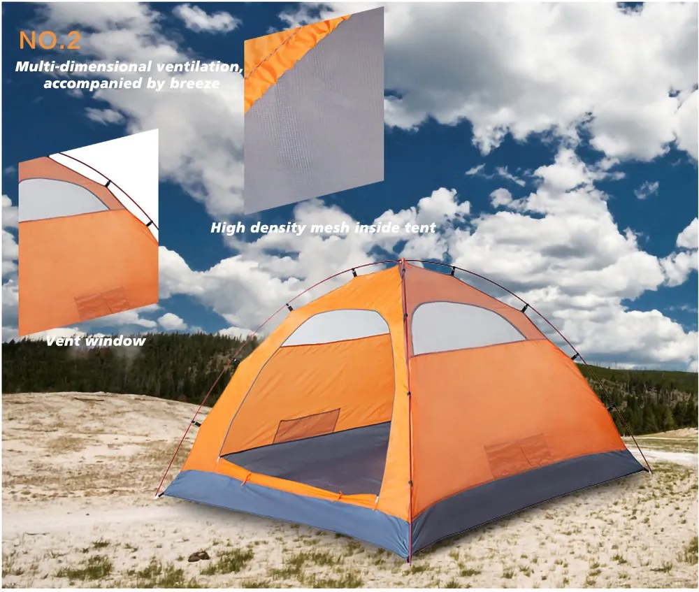 Large Space Aluminum Alloy Fast Opening Camping Tent 3 Person Wp22002
