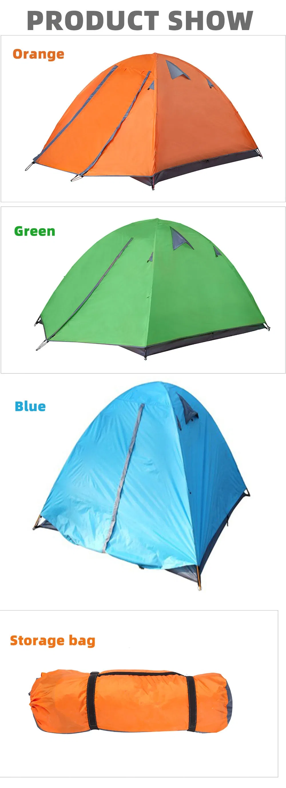Large Space Aluminum Alloy Fast Opening Camping Tent 3 Person Wp22002