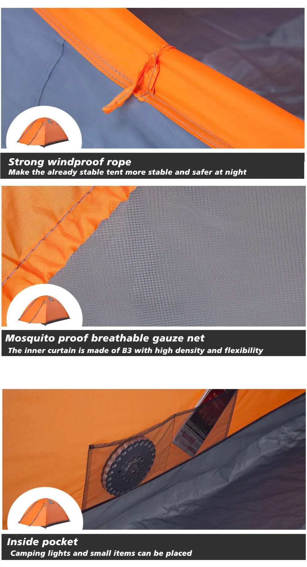 Large Space Aluminum Alloy Fast Opening Camping Tent 3 Person Wp22002