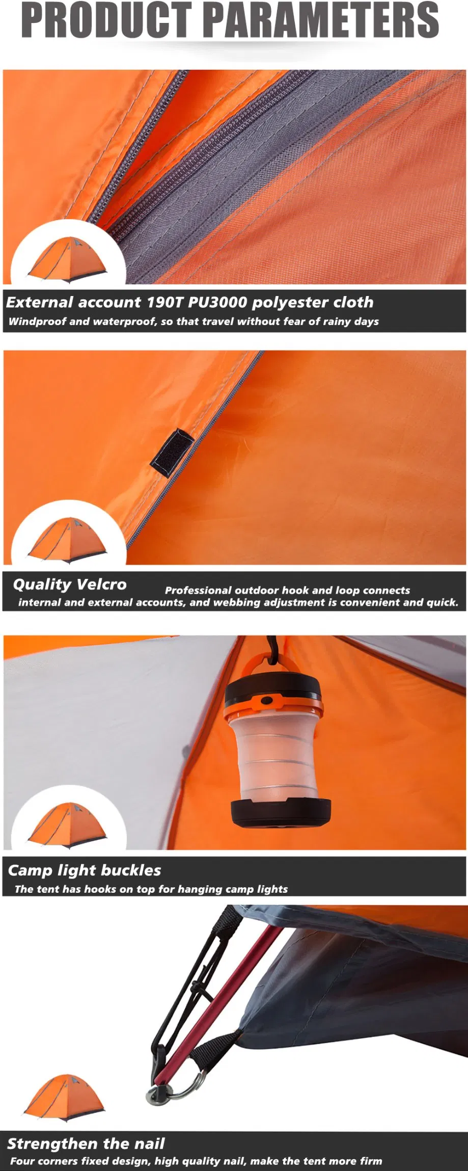 Large Space Aluminum Alloy Fast Opening Camping Tent 3 Person Wp22002