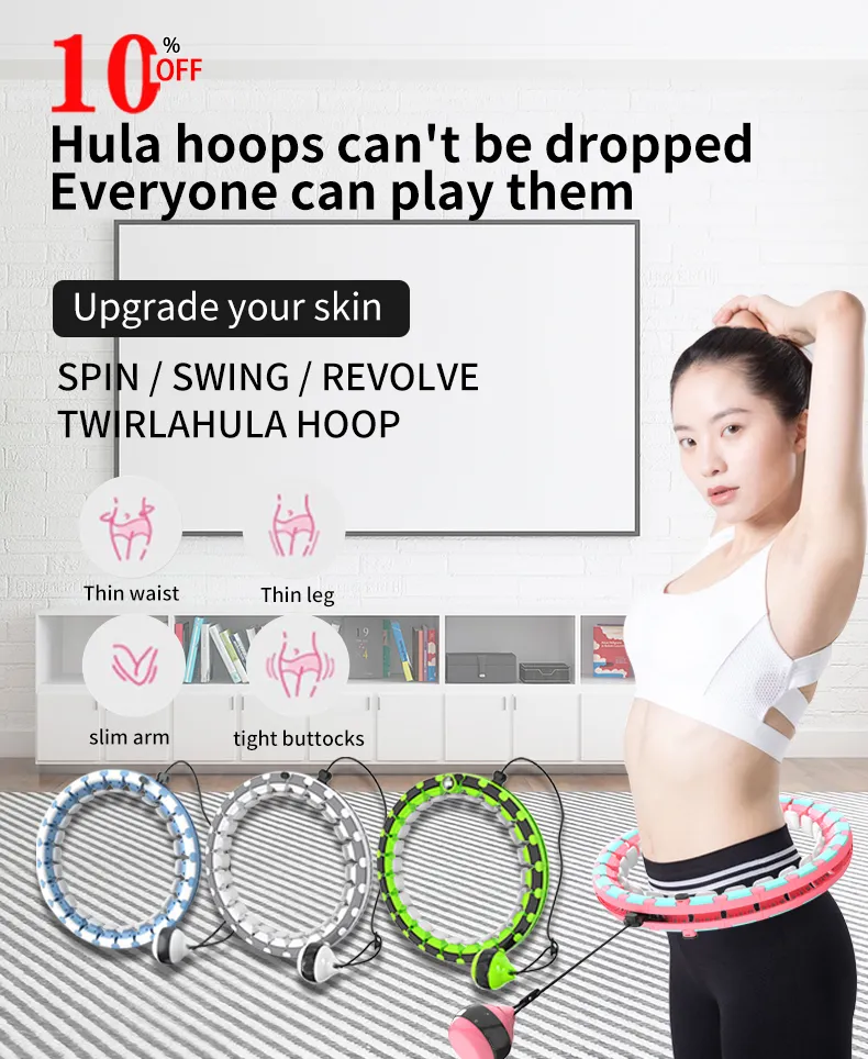 Non-Drop Digital Count Adjustable Size Silicone ABS Hula Hoops Adjustable