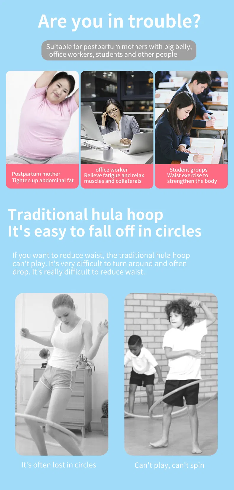 Non-Drop Digital Count Adjustable Size Silicone ABS Hula Hoops Adjustable