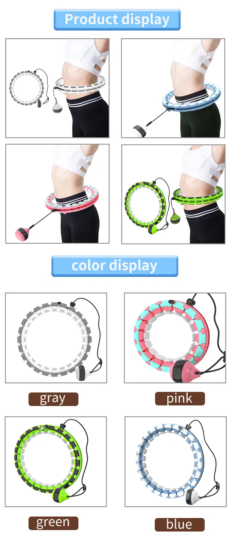 Non-Drop Digital Count Adjustable Size Silicone ABS Hula Hoops Adjustable