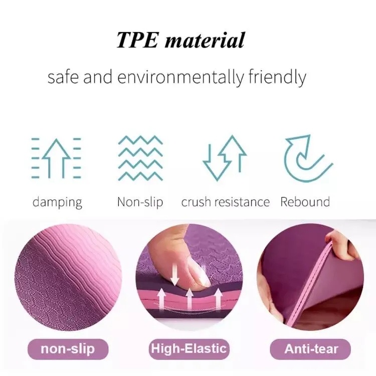 Non-Slip, Waterproof, Soft and Durable for Fitness, Customizable TPE Eco-Friendly Yoga Mat
