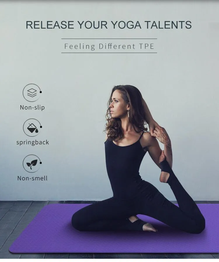 Non-Slip, Waterproof, Soft and Durable for Fitness, Customizable TPE Eco-Friendly Yoga Mat