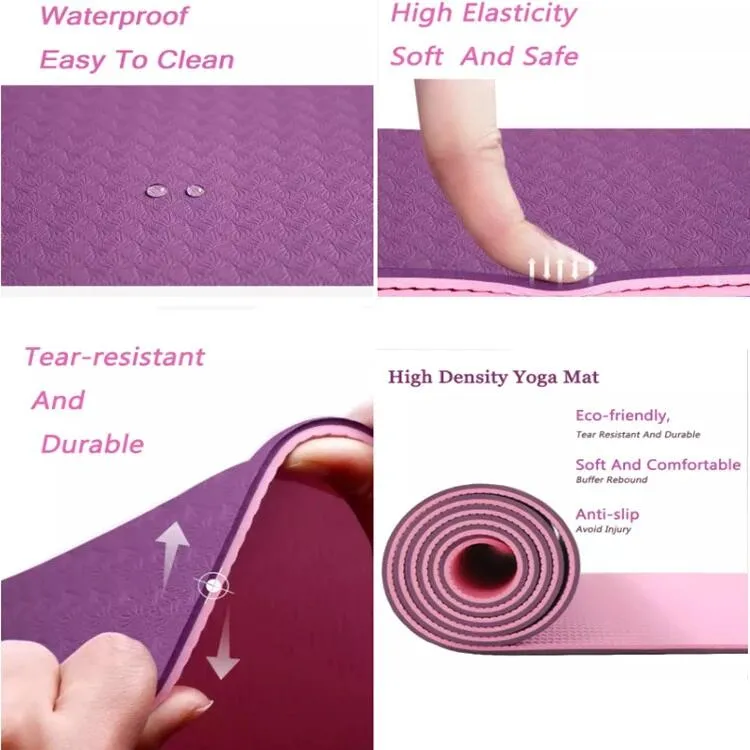 Non-Slip, Waterproof, Soft and Durable for Fitness, Customizable TPE Eco-Friendly Yoga Mat