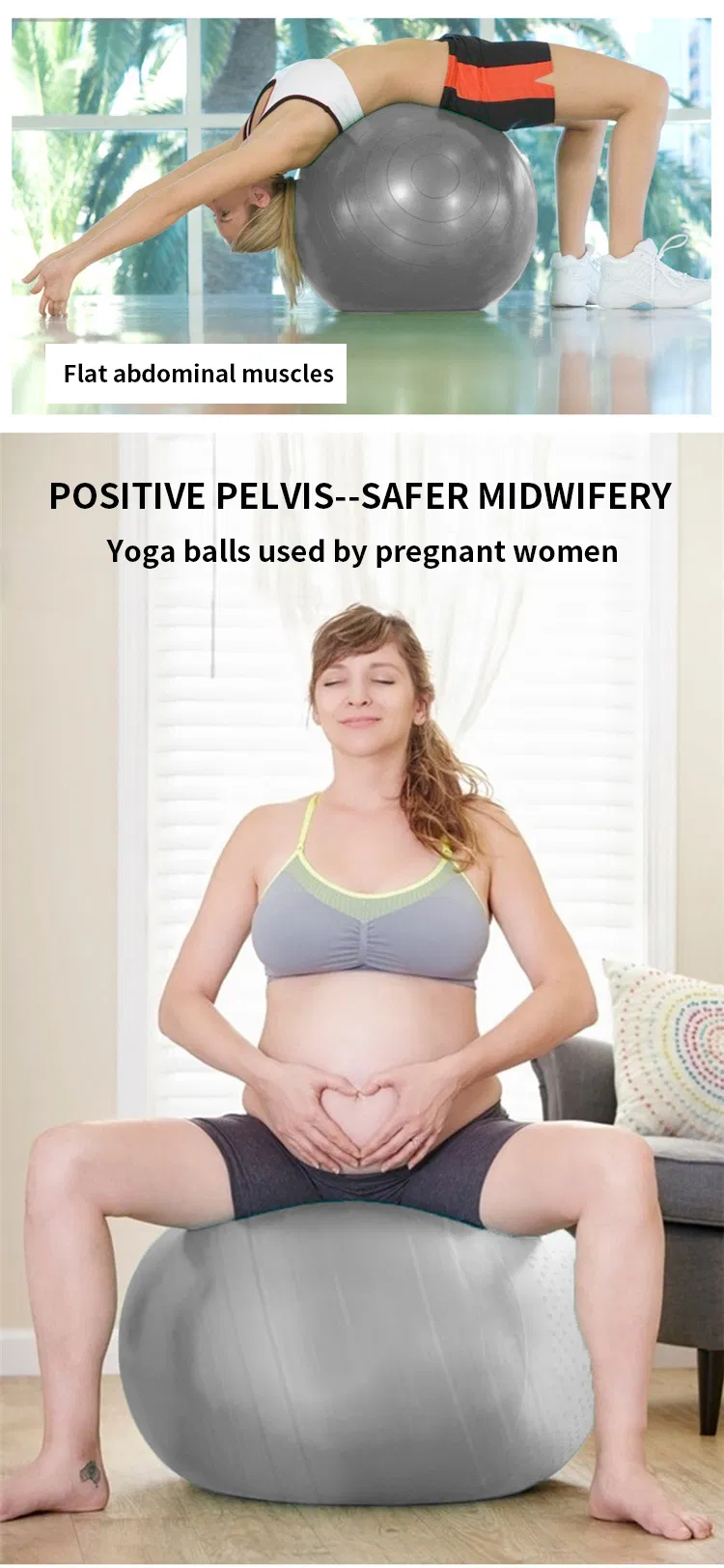 Non-Toxic Anti Burst & Non-Slip Inflatable PVC Exercise Stability Yoga Balance Ball, Eco Friendly Yoga Ball