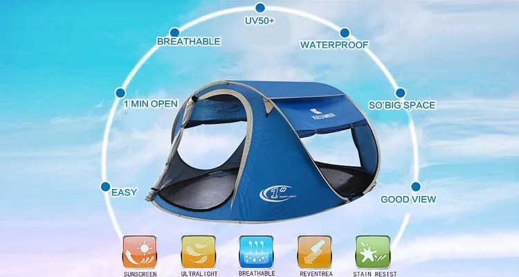 Outdoor 3-4 Person Automatic Camping/Outdoor/Beach/Louver Pop-up Tent